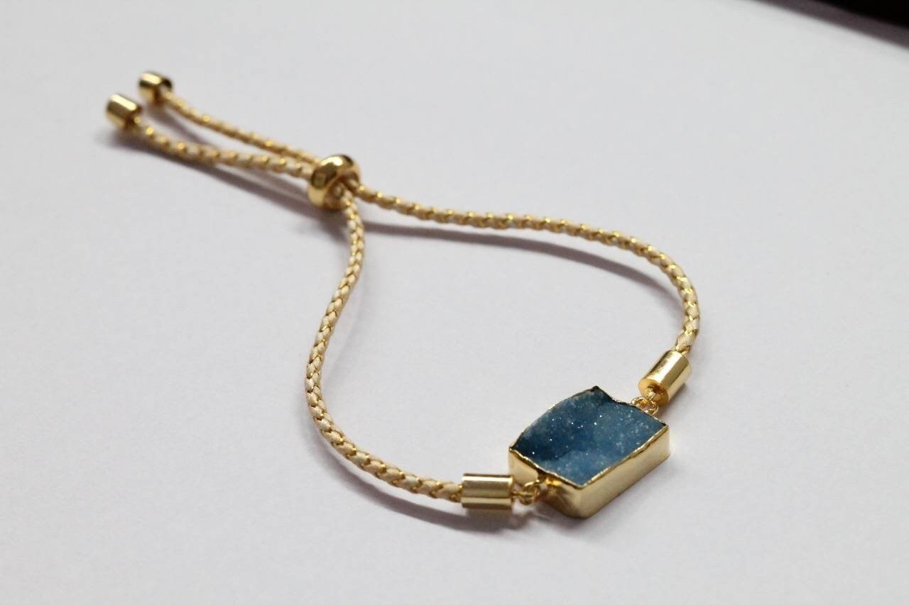 Cord Bracelet Druzy Rectangle - Meena Design