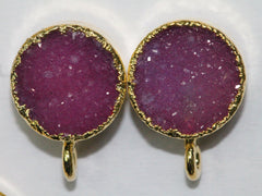 DIY Druzy Earrings, Round Stud Earrings, Loop Connector Earrings, Gold Earring Finding, Gold Plated Studs - Meena Design
