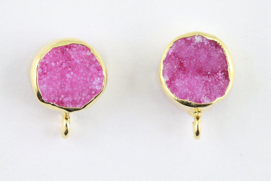 Ear Post Druzy Gold Plated Bezel - Meena Design