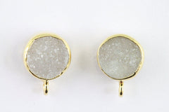 Ear Post Druzy Gold Plated Bezel - Meena Design