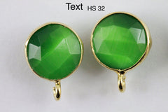 Earpost Catseye DIY Earrings Studs, 10 MM - Meena Design