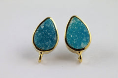 Earpost, Stud For Making Earring, Natural Druzy Pear, Earrings Connect, Minimalistic - Meena Design