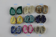 Earring Making, Natural Agate Geode Druzy Pairs Prong Set 25 - 30 mm - Meena Design