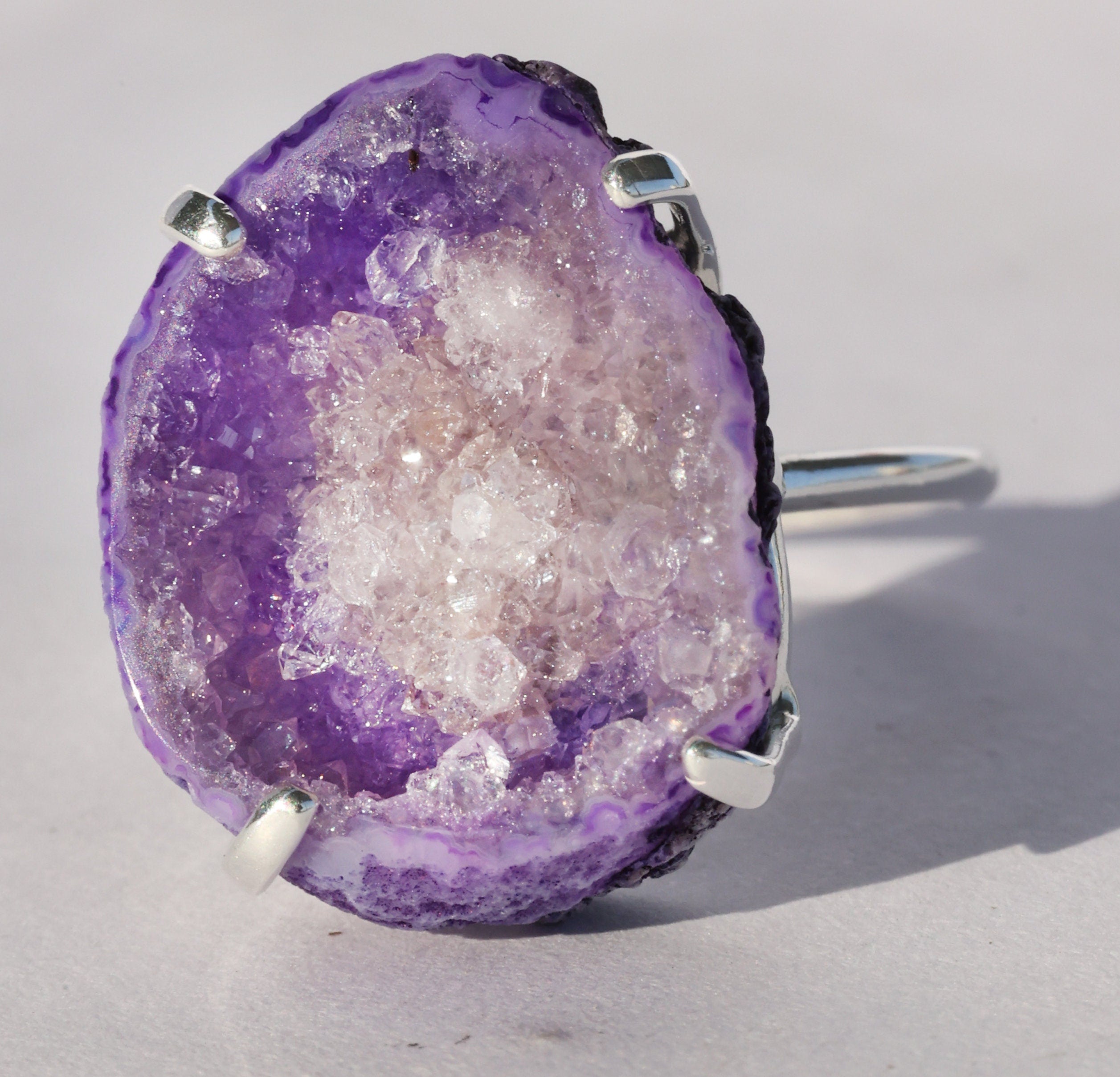 Geode, Agate, Silver, Statement Ring, Geode Ring, Druzy Ring, Crystal Ring, Gemstone Ring, Ring Silver, Adjustable Ring, Gift For Her, 925 - Meena Design