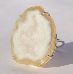 Geode, Agate, Silver, Statement Ring, Geode Ring, Druzy Ring, Crystal Ring, Gemstone Ring, Ring Silver, Adjustable Ring, Gift For Her, 925 - Meena Design