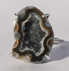 Geode, Agate, Silver, Statement Ring, Geode Ring, Druzy Ring, Crystal Ring, Gemstone Ring, Ring Silver, Adjustable Ring, Gift For Her, 925 - Meena Design