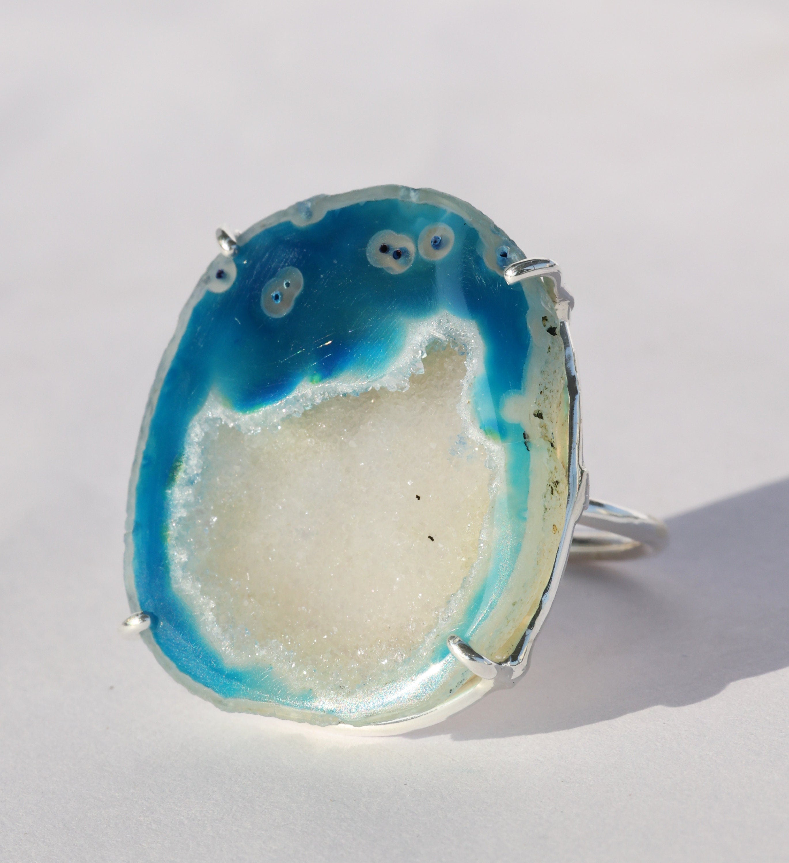 Geode, Agate, Silver, Statement Ring, Geode Ring, Druzy Ring, Crystal Ring, Gemstone Ring, Ring Silver, Adjustable Ring, Gift For Her, 925 - Meena Design