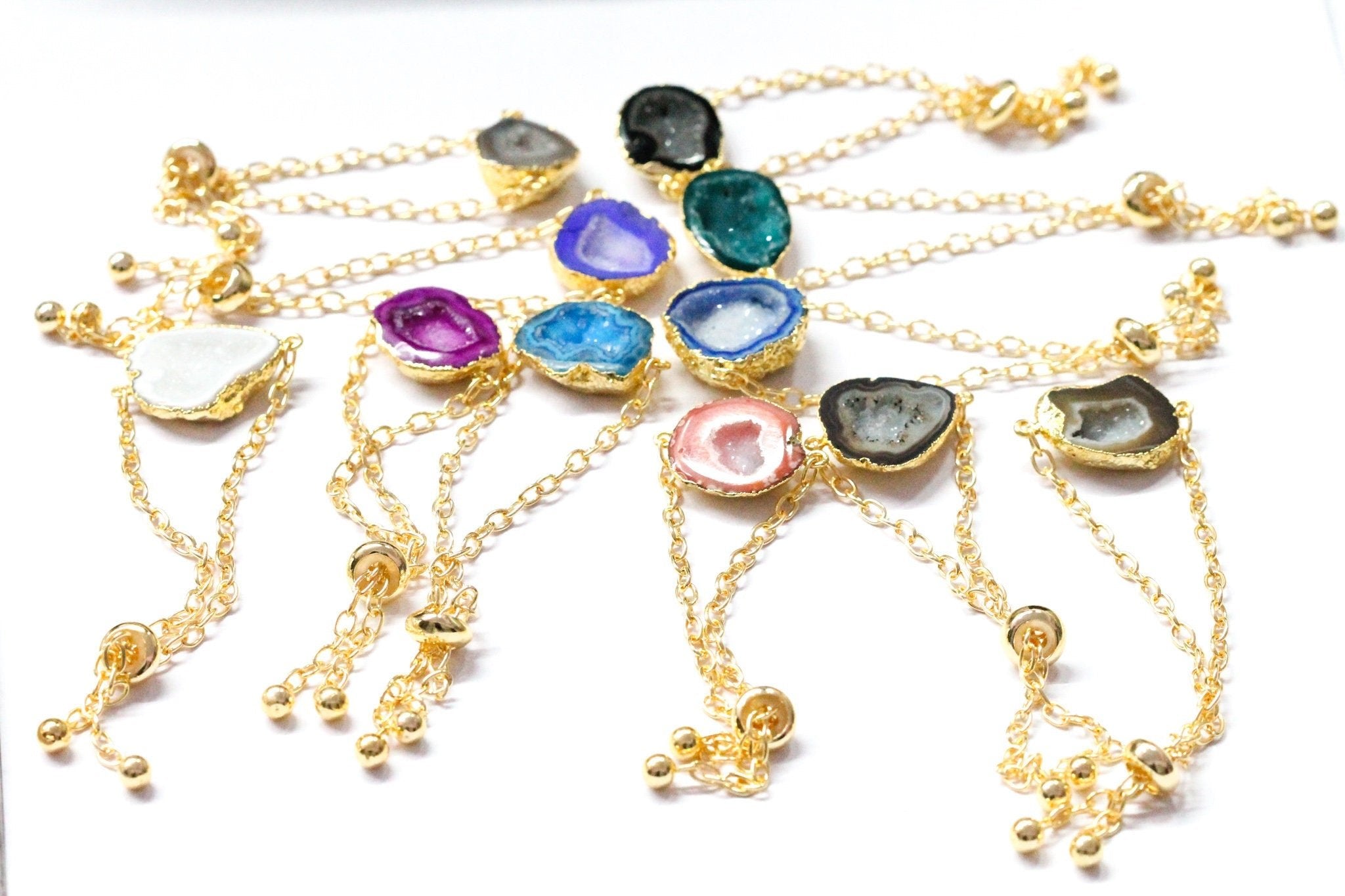 Geode Chain Bracelets Adjustable Handmade - Meena Design