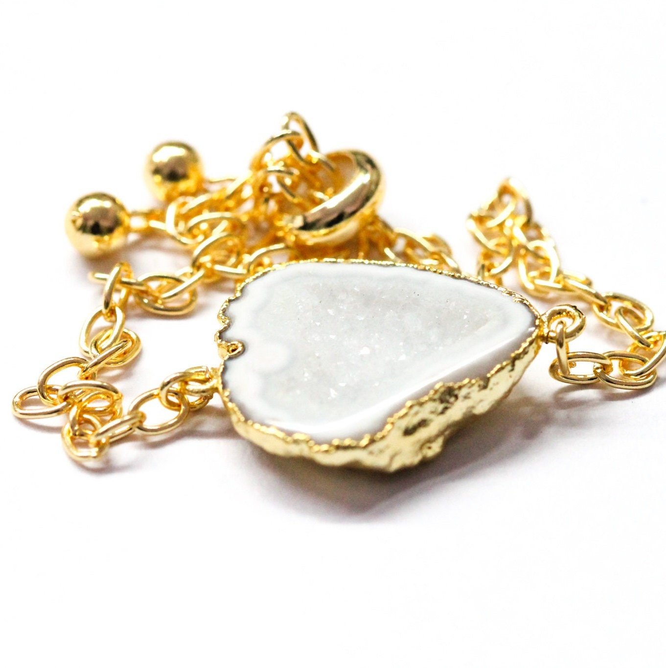 Geode Chain Bracelets Adjustable Handmade - Meena Design