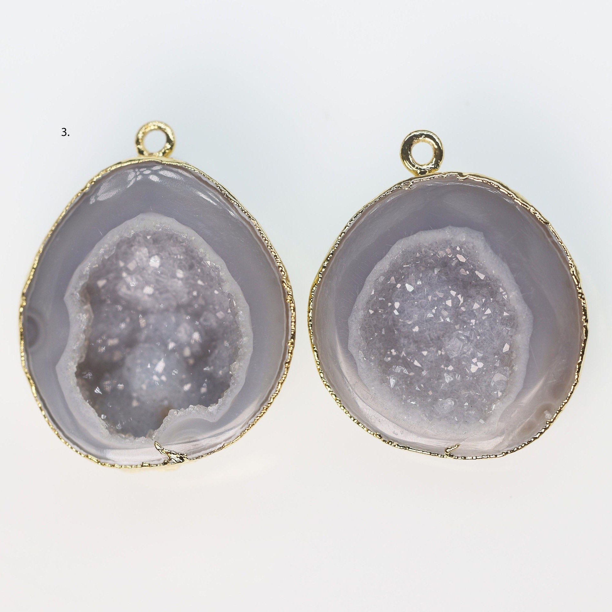 Geode Connectors * Geode 2 Halves * Natural Tobasco * Geode Pair * 24K Gold * DIY Geode * Earrings * Agate Earrings * DIY Earrings * DIY - Meena Design