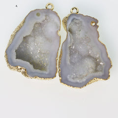Geode Connectors * Geode 2 Halves * Natural Tobasco * Geode Pair * 24K Gold * DIY Geode * Earrings * Agate Earrings * DIY Earrings * DIY - Meena Design