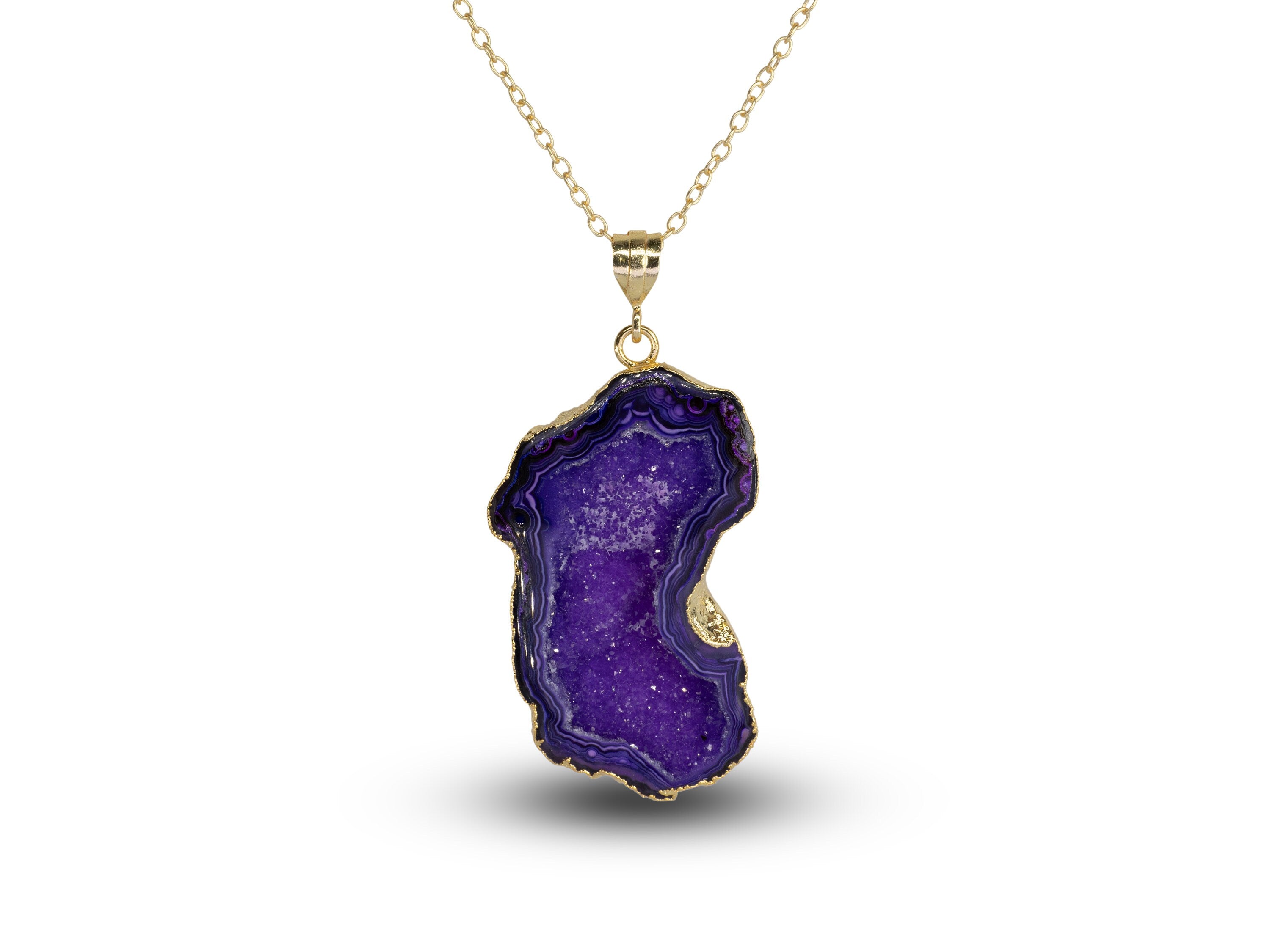 Geode Connectors * Geode Halves * Natural Gemstone * Agate * Tobasco * Geode * 24K Gold * Druzy * Pendant Geodes * Charms Geodes * 50-60 MM - Meena Design