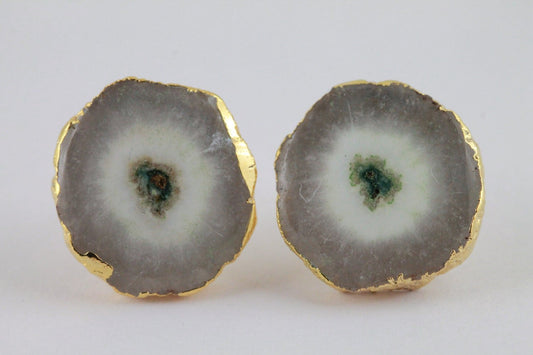 Geode Studs, Flower Druzy Earrings, Earring Studs, Gemstone Earrings, Handmade Earrings, Statement Stud, Statement Earring, Jewelry, - Meena Design