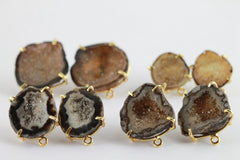 Geode Studs,DIY Earrings,Earring Studs,Gemstone Earrings,Handmade Earrings,Druzy Earring,Statement Stud,Statement Earring,Free Shipping - Meena Design