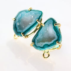 Geode Studs,DIY Earrings,Earring Studs,Gemstone Earrings,Handmade Earrings,Druzy Earring,Statement Stud,Statement Earring,Free Shipping - Meena Design