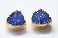 Natural Agate Druzy Trillion Minimalistic Dainty Studs - Meena Design