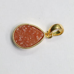 Natural Druzy Pendant, 10 * 14 mm, gold pendant, Druzy, Gemstone Pendant, Druzy Collet Pendant - Meena Design