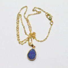 Natural Druzy Pendant, 10 * 14 mm, gold pendant, Druzy, Gemstone Pendant, Druzy Collet Pendant - Meena Design