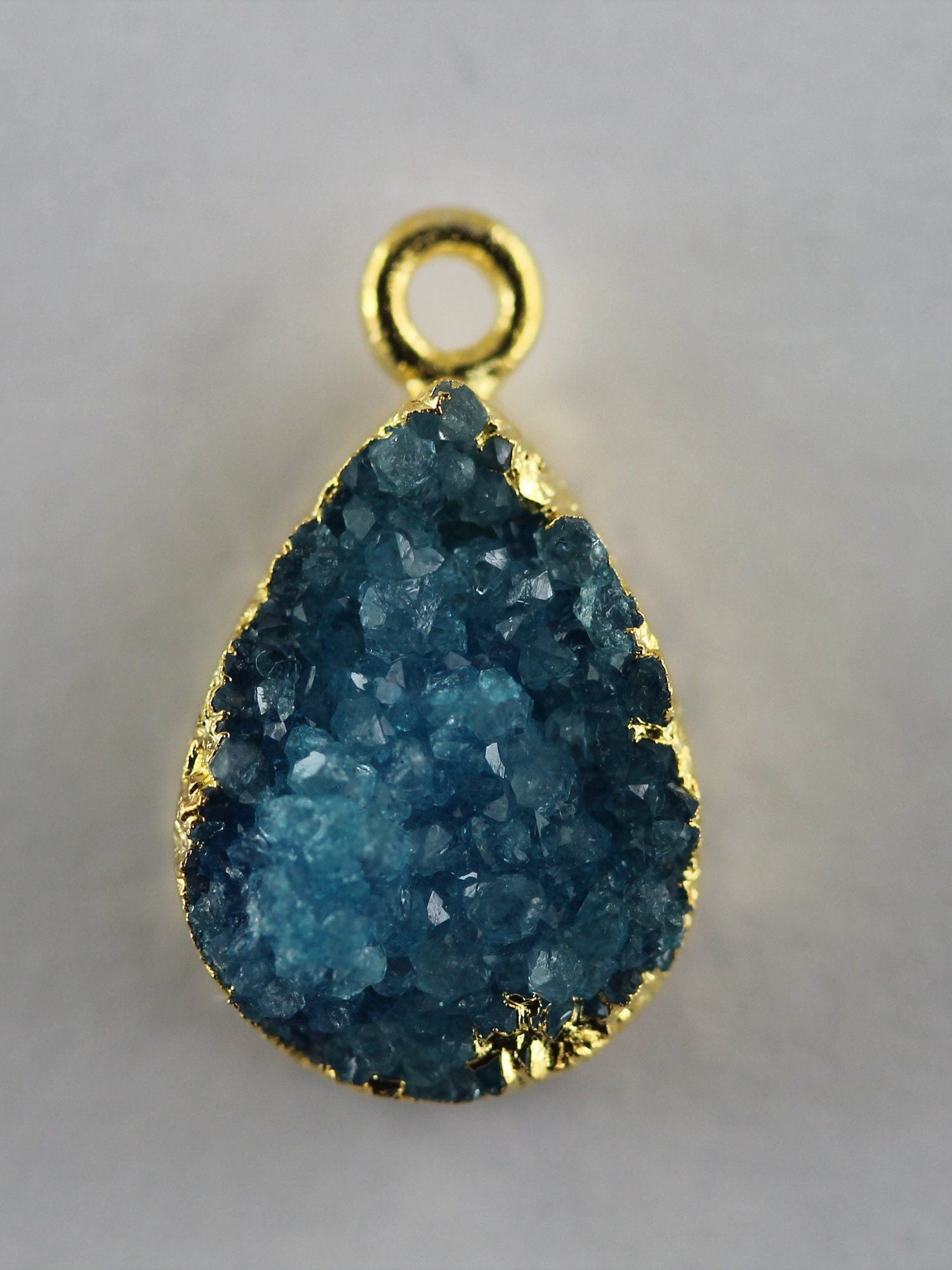 Natural Gemstone Druzy Pear For Earring, DIY Jewelry, Gold Silver Single Bail , Supplies For Jewelry Making 10 *14 MM - Meena Design