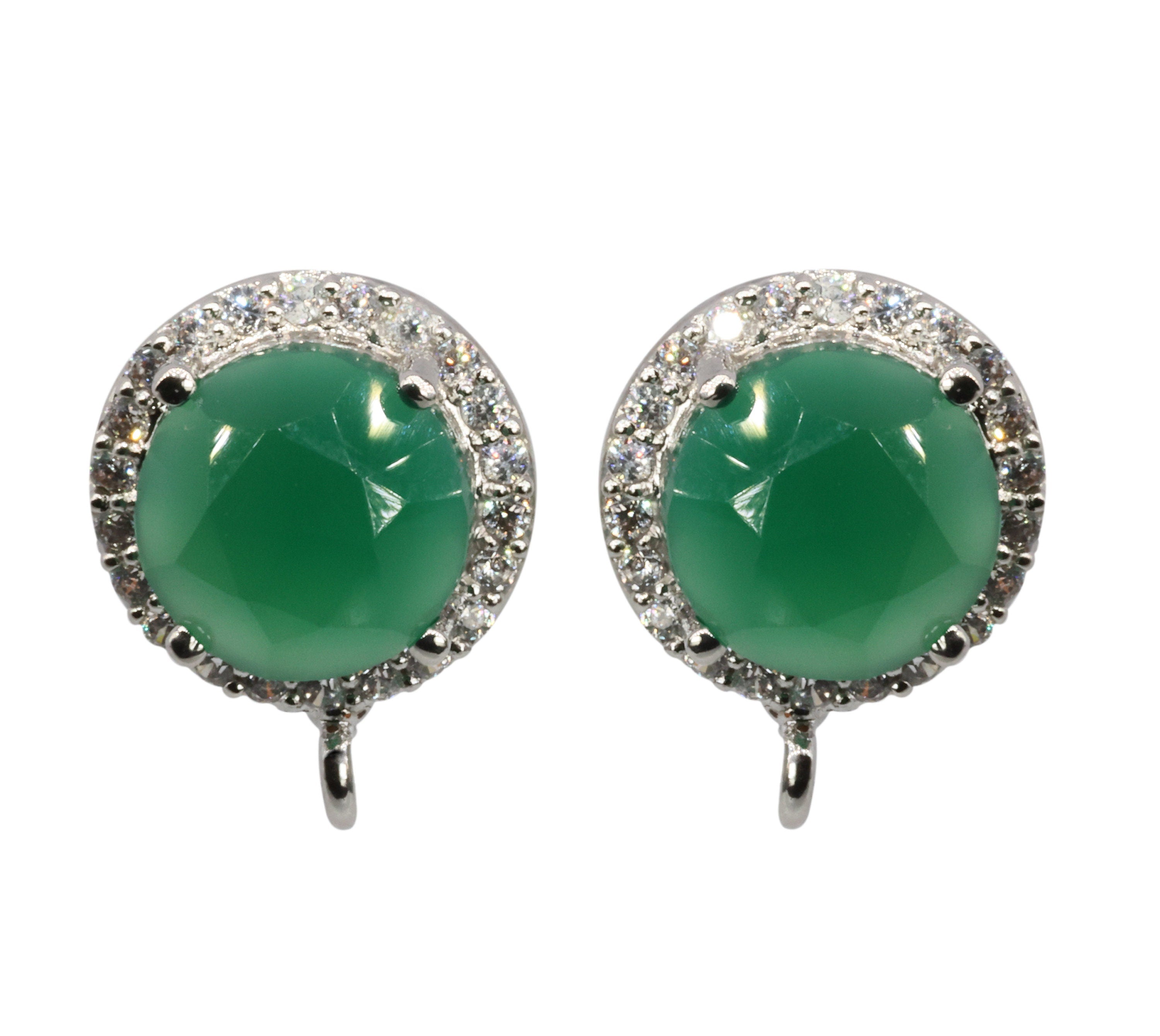 Natural Gemstone Studs Micro Pave - Meena Design
