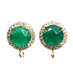 Natural Gemstone Studs Micro Pave - Meena Design