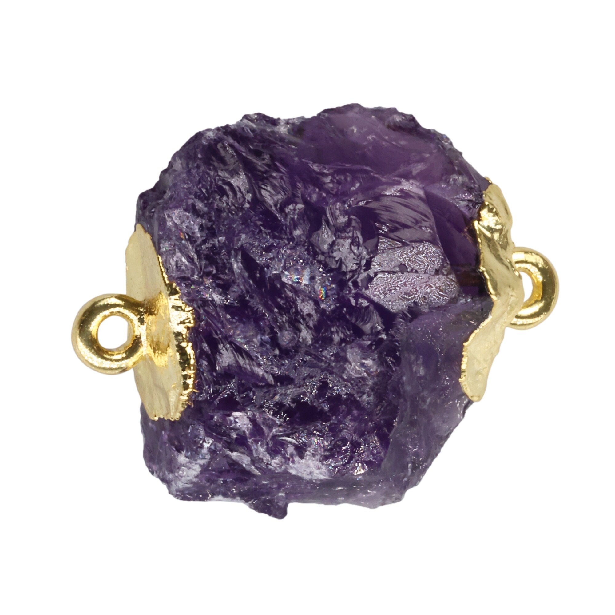 Natural Raw Gemstone Connectors Gold Pendants,16 - 18 mm, - Meena Design
