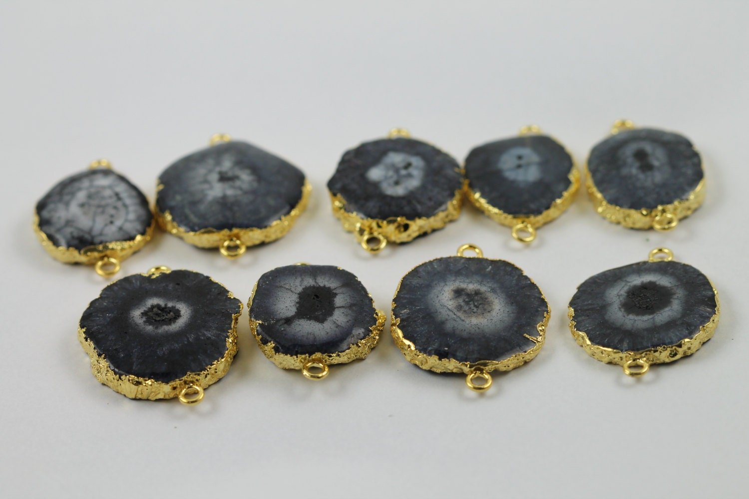 Natural Solar Quartz Gold Edged Connector - Meena Design