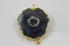 Natural Solar Quartz Gold Edged Connector - Meena Design