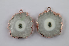 Pairs Solar Quartz Rose Gold Edged , 25 - 30 mm - Meena Design