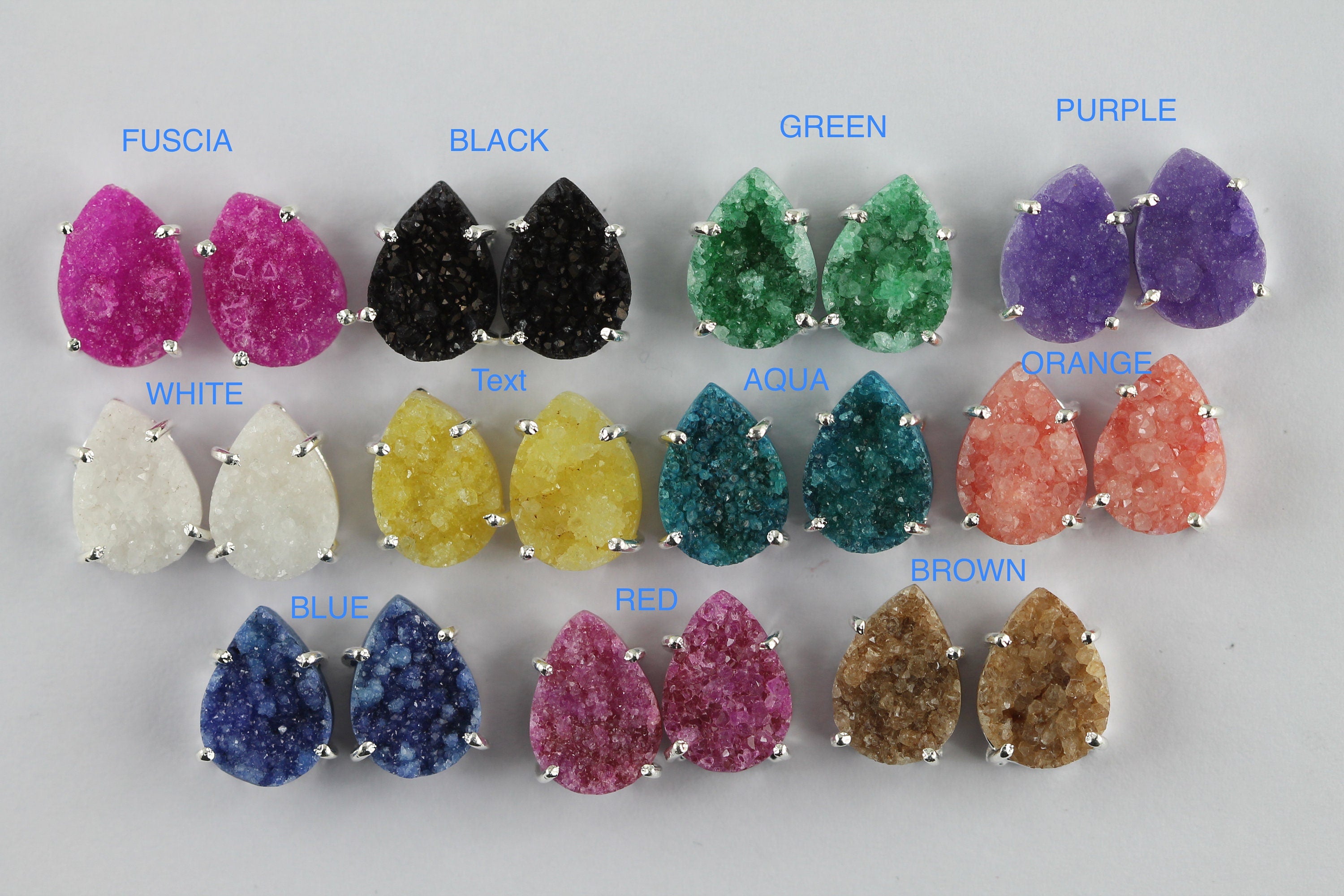 Pear Druzy Minimalistic Studs - Meena Design