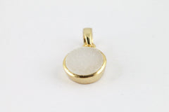 Pendants 10 mm Natural White Agate Druzy Stone Gold PLated Brass Bezel - Meena Design