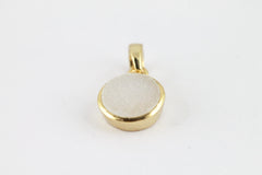 Pendants 10 mm Natural White Agate Druzy Stone Gold PLated Brass Bezel - Meena Design