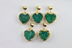 Pendants Natural Gem Stone Quartz Druzy 20 MM Heart Edged Pendants - Meena Design
