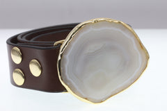 Purse Buckles Agate Natural Gemstone Gold Plated On Brass - Meena Design