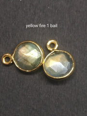 Customizable Silver 92.5 Labradorite Gemstone Connector, 7mm Round