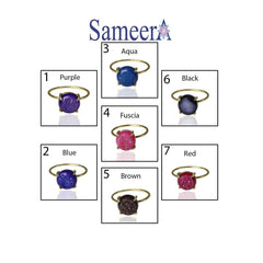 Silver 925 Window Druzy Ring Natural, Gemstones Stacking Stackable Ring Gift For Her, Gifts For Women - Meena Design