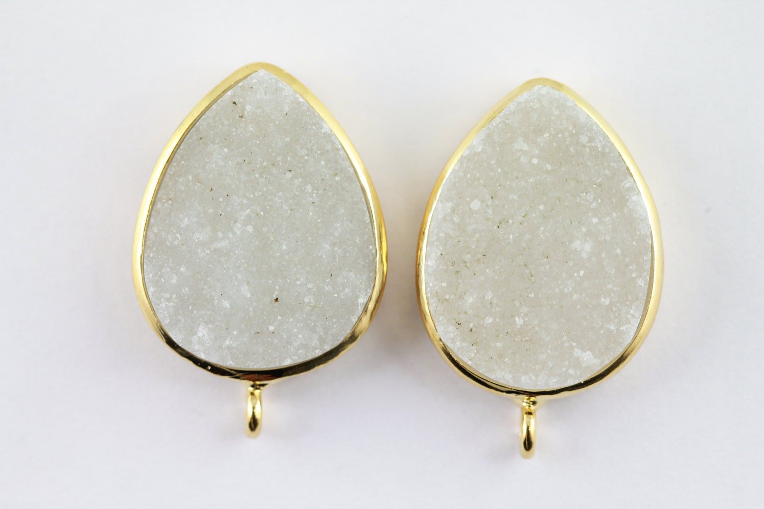 Studs Earrings Earpost Natural Druzy Pear ,15*20 MM - Meena Design