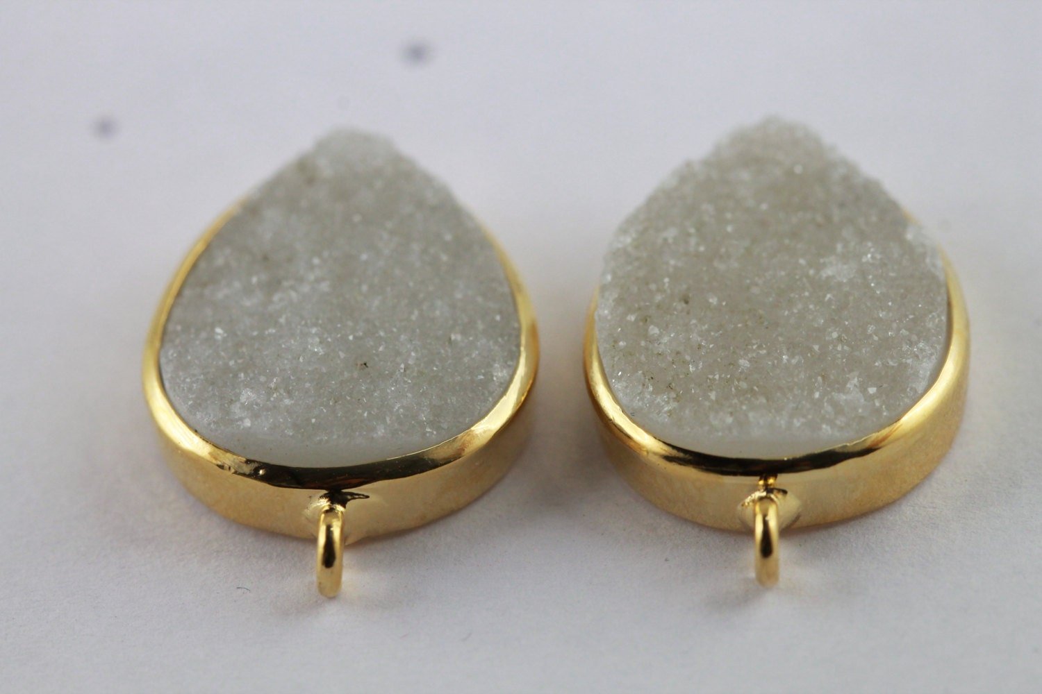 Studs Earrings Earpost Natural Druzy Pear ,15*20 MM - Meena Design