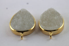 Studs Earrings Earpost Natural Druzy Pear ,15*20 MM - Meena Design