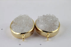 Studs Natural Druzy Oval For Earrings - Meena Design