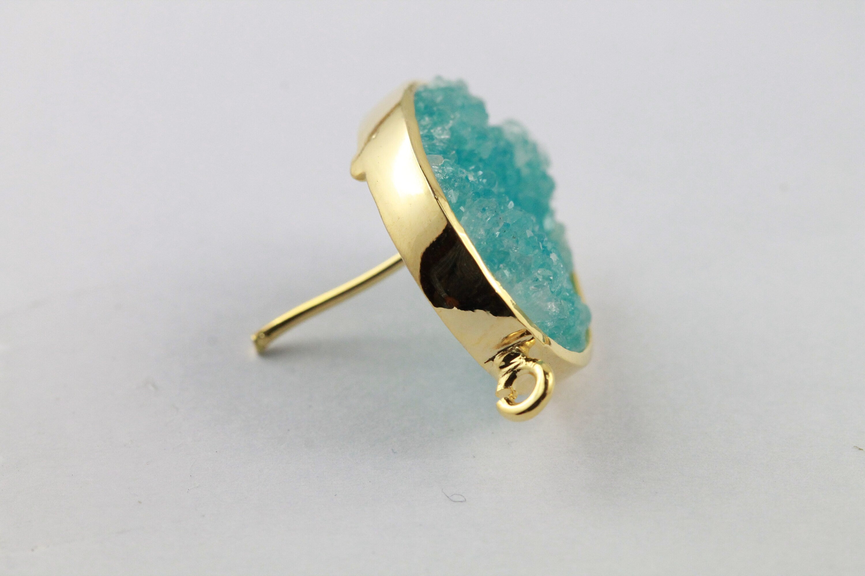 Studs Natural Druzy Oval For Earrings - Meena Design