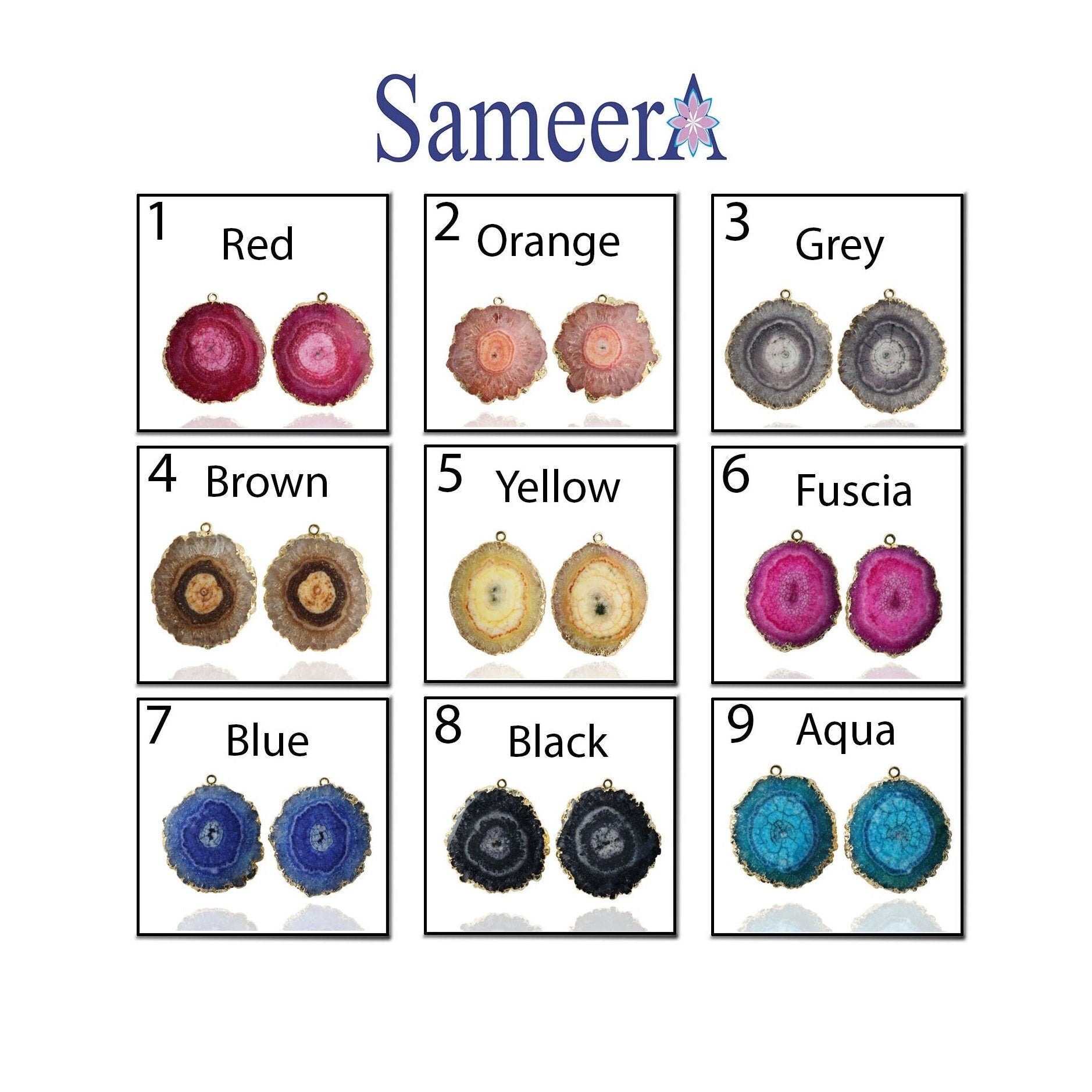 Unique Solar Quartz Slice Gold Edged Pairs Single Bail Perfect, DIY Projects, Earring Making Supplies - Meena Design