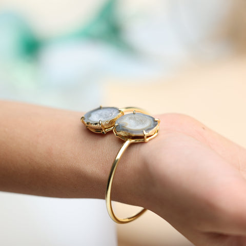 Geode Druzy Gold Edged over Brass Bracelet My Store