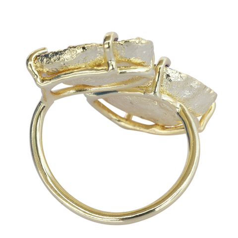 Twins Two Geode Gemstone Rings Prong Set 15 - 25 MM My Store