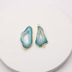 Small druzy geode connector for dainty jewelry