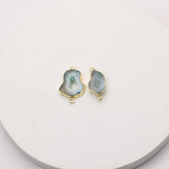 Rustic natural geode connector for organic-look jewelry