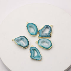 Natural druzy geode connector for sparkling jewelry