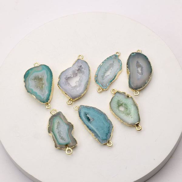 Geode connector for crystal jewelry making