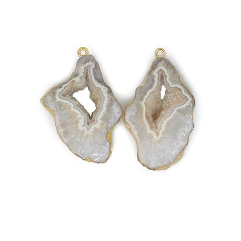silver Agate Geode Slice Pairs My Store