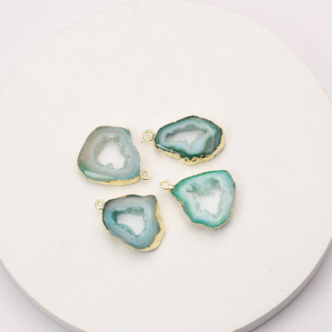 Metal-trimmed geode connector for chic accessories